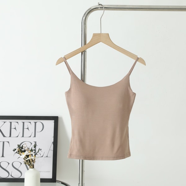 Seamless Crop Tops Ärmlösa Tops KHAKI M khaki M