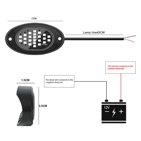 Terrengkjøretøy chassislys Bil undervogn LED-lys RØDT Red 24 Led