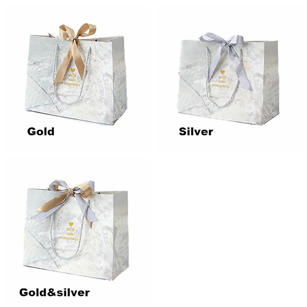 Gavepose Marmormønster papirpose GULD M M Gold M-M