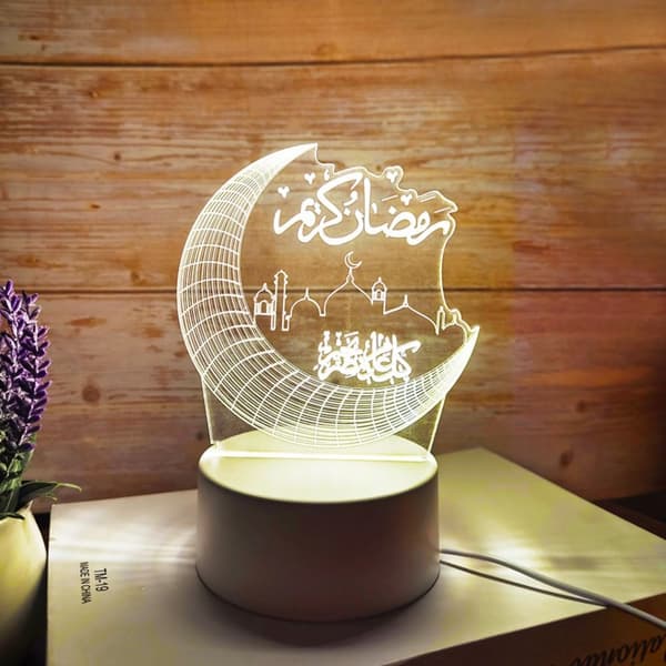 Akryl Eid Mubarak nattlys Ramadan Kareem dekorasjon