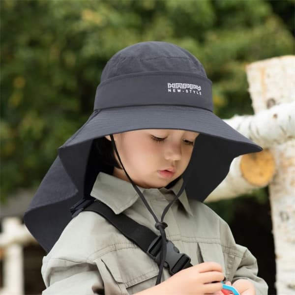 Sommar Barn Solskyddshatt Barn Tunn Bucket Hatt GRÅ grey