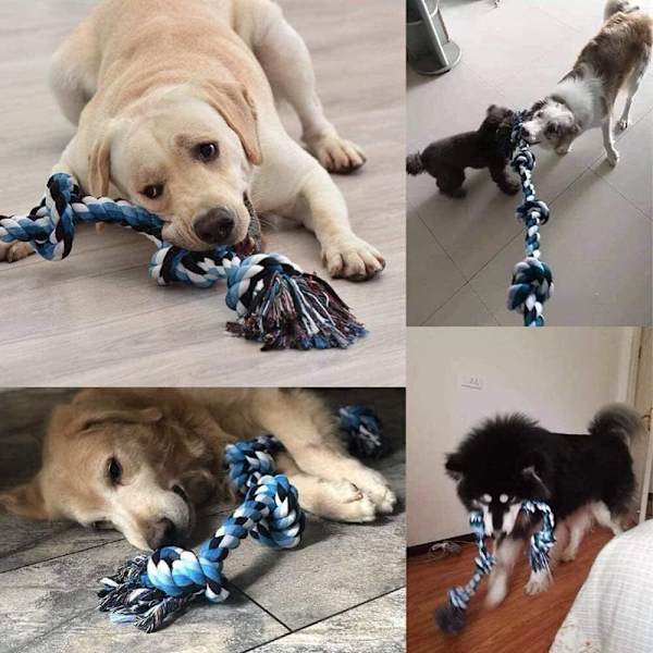 Hundleksak Rep Flätad Knut BLÅ blue