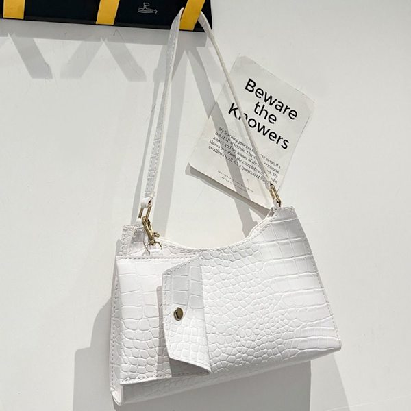 Crocodile Pattern Olkalaukku PU-nahkainen Crossbody-laukku VALKOINEN white