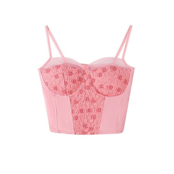 Sexy Lace Camisole Floral Strap Top PINK pink
