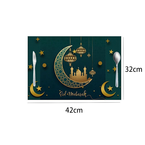 2stk 32x42cm Eid Mubarak Bordmatte Duk