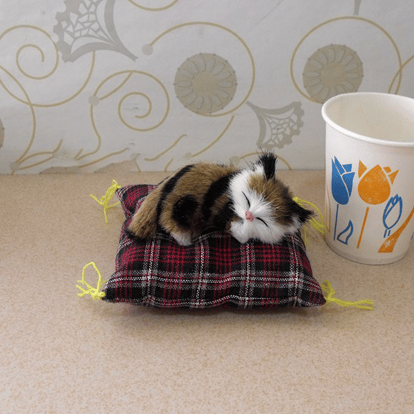 Simulerings Liggende Katte Dukke Mini Sovende Katte Ornamenter SIDDENDE Sitting Cat
