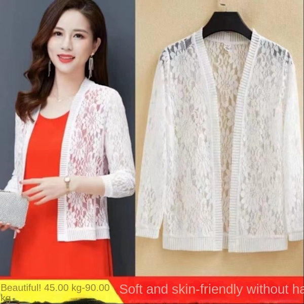 Dame cardigan air-condition skjorte HVID M White M