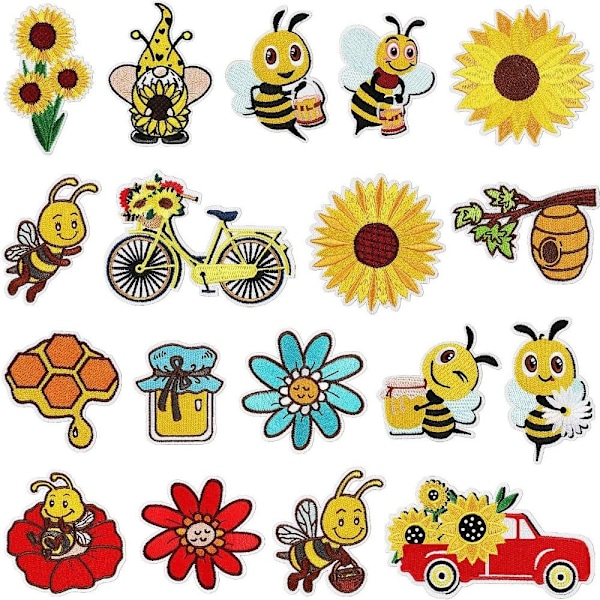 Broderade Iron on Patches Sunflower Daisy Patch Sy på