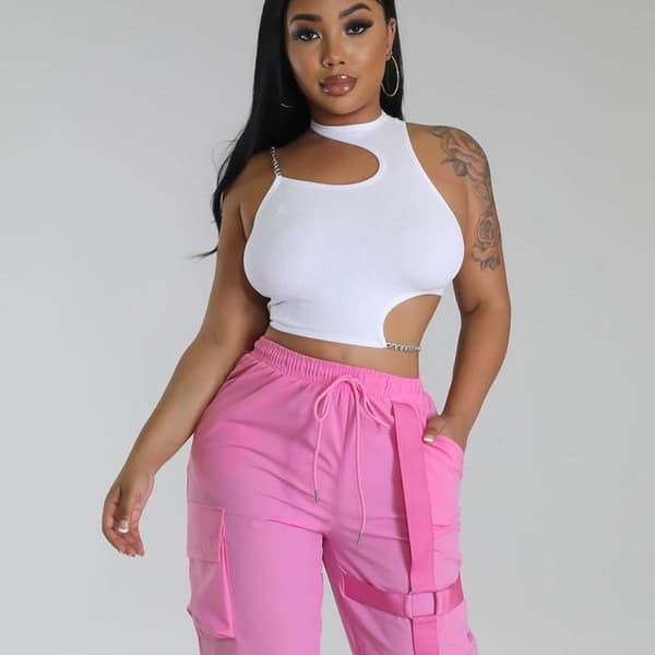Ærmeløs Crop Top med Stropper, SORT S black S