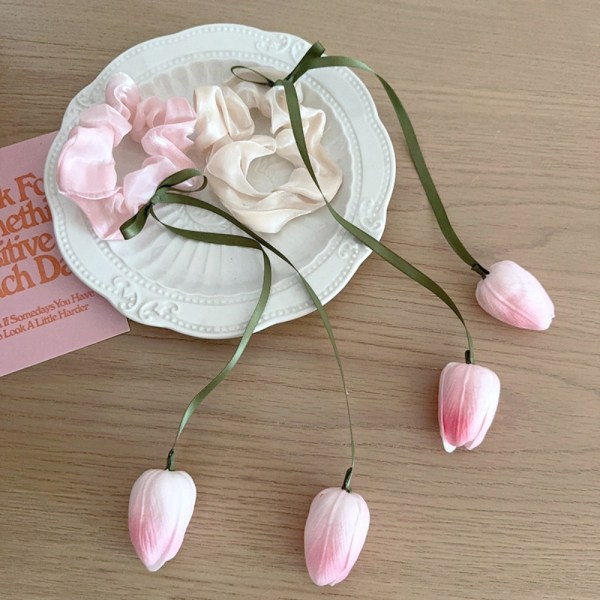 Tulip Flower Gummiband Head Wear ROSA pink
