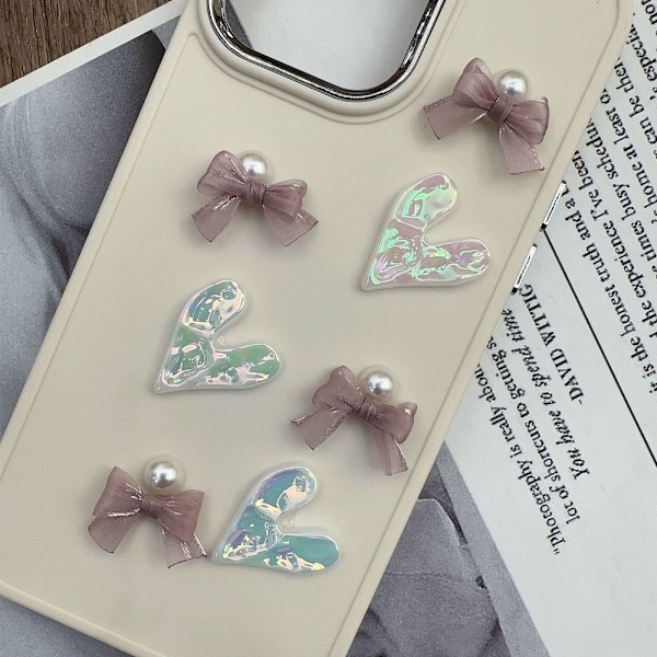 10 kpl Pearlescent Lanka Bow Nail Art Decoration PINK pink