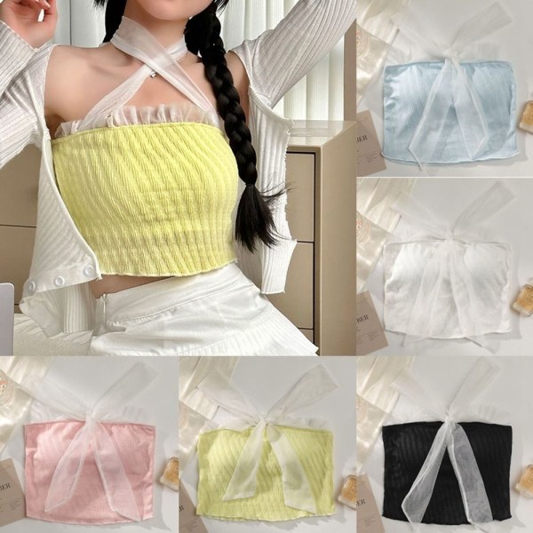 Bow Camisole Vest Sexy Tank Top COLOR 1 COLOR 1 Color 1