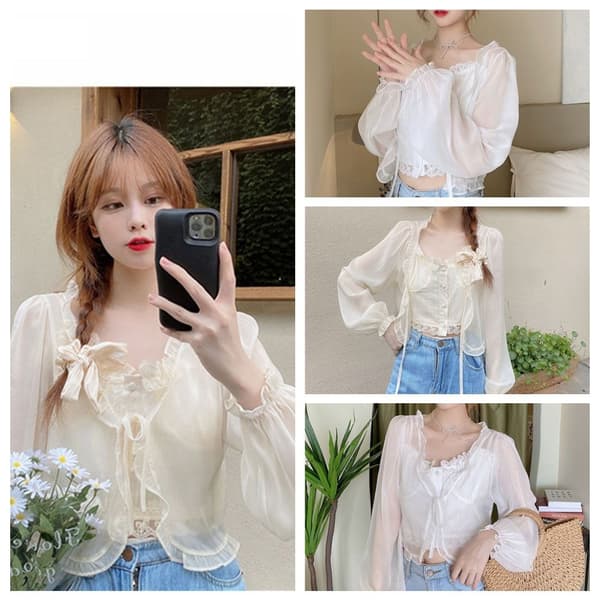 Dame Sjal Kort Cardigan HVIT White