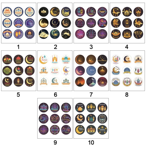 90 stk Eid Mubarak Sticker Dekorationer Etiket Stickers 4 4
