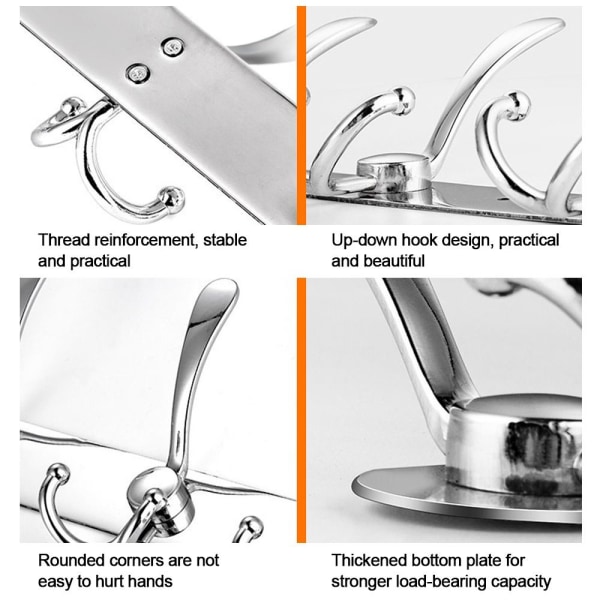 Soverom Oppbevaringsholder Hengestativ SØLV 6 TRI KROKKER 6 TRI Silver 6 Tri Hooks-6 Tri Hooks