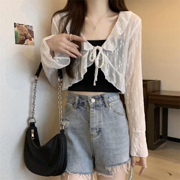 Short Cardigan Chiffon Shirt APRICOT Apricot