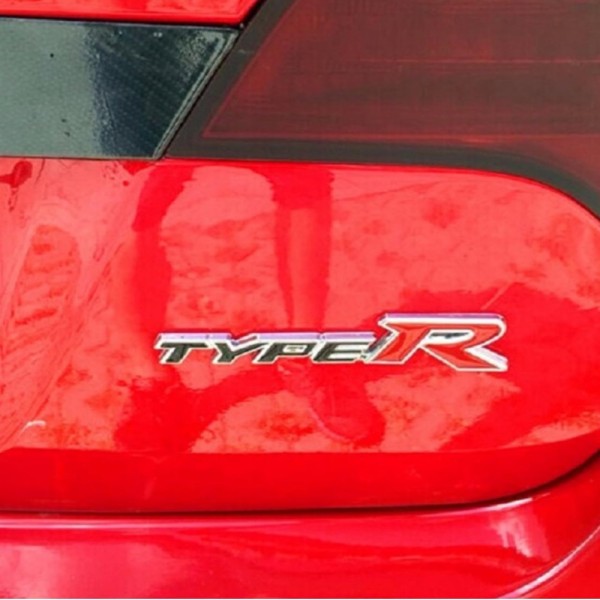 2 stk Type-R-logo Bilemblem 3D metallmerkedekaler Racing Sport