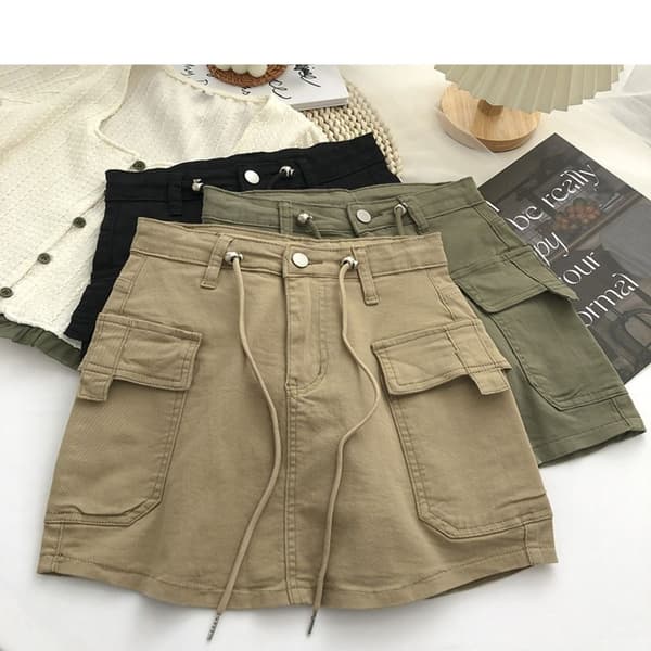 Denimnederdel Miniskørt SORT M Black M