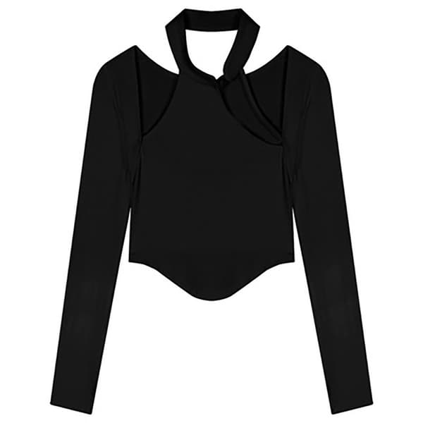 Langærmet T-shirts Halter SORT S Black S