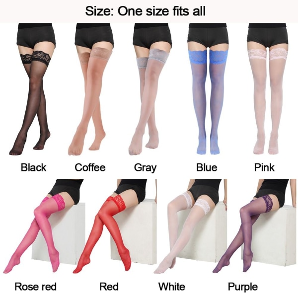 Sukat pitsillä Thigh High Sukat ROSE RED rose red