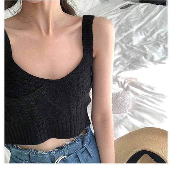Strikket Sling Vest HVIT White