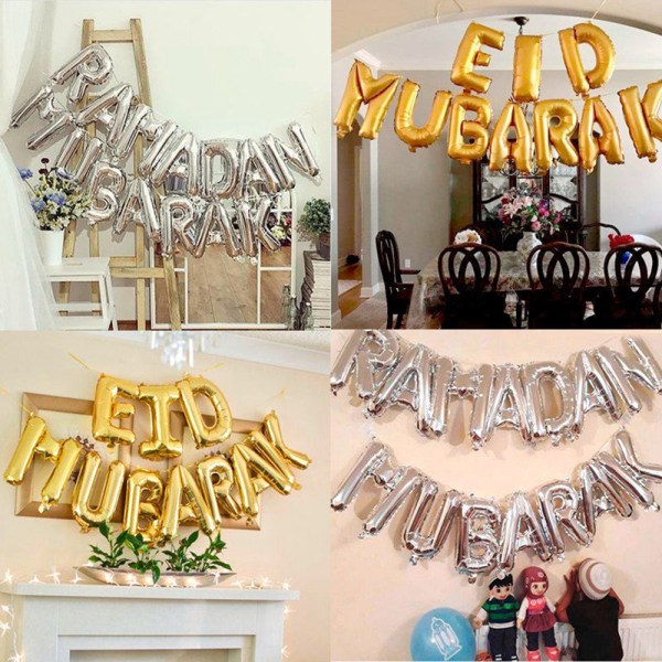 16 tommer Eid Mubarak RAMADAN MUBARAK GULD EID MUBARAK
