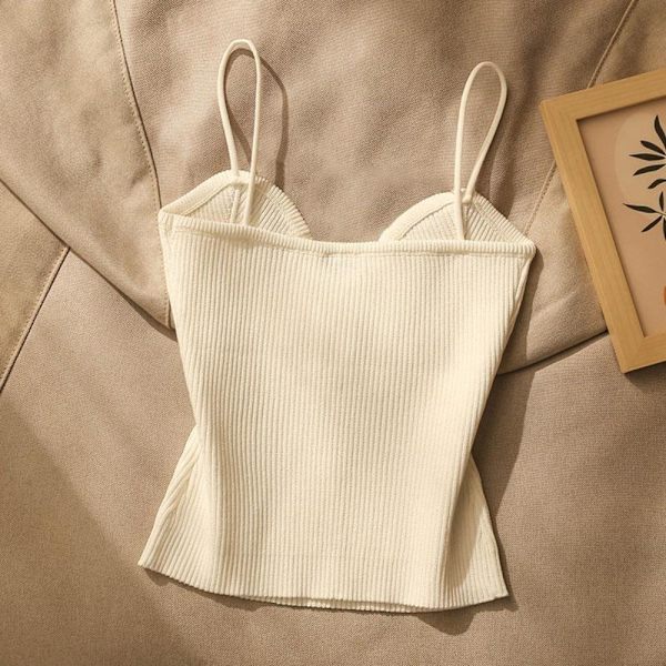 Stickad axelväst Camisole VIT White