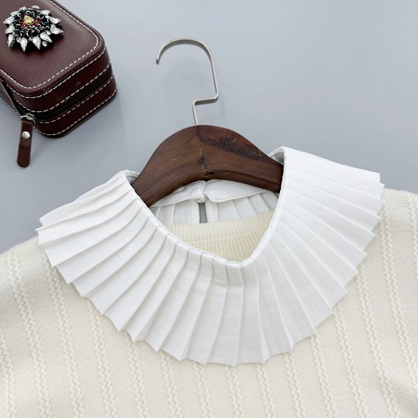 Falsk Krage Vintage Solid Bluse HVIT White