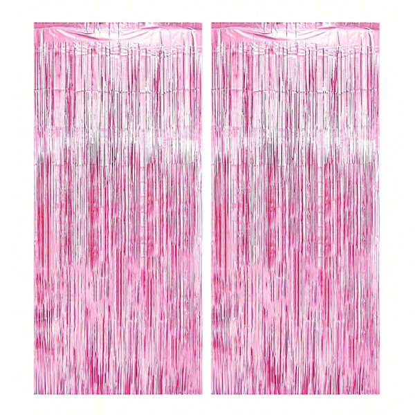 2 Stk Tinsel Gardin kvast Baggrundsdekorationer PINK Pink
