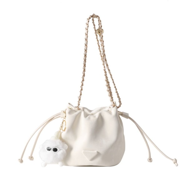 Kvinder Skuldertasker Dame Bucket Bag HVID MED HENGE MED White With pendant-With pendant