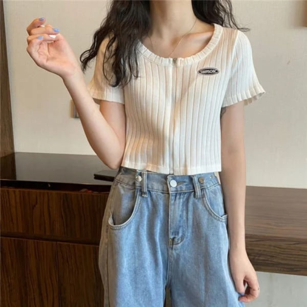 Stickad tröja Crop Top RÖD red