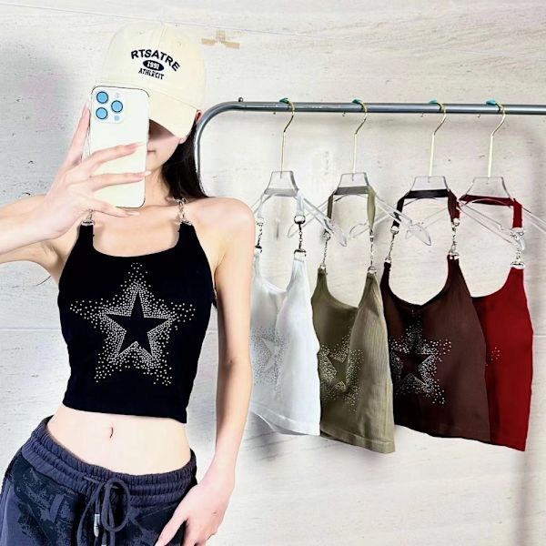 Hang Neck Tank Top Camisole MUSTA Black