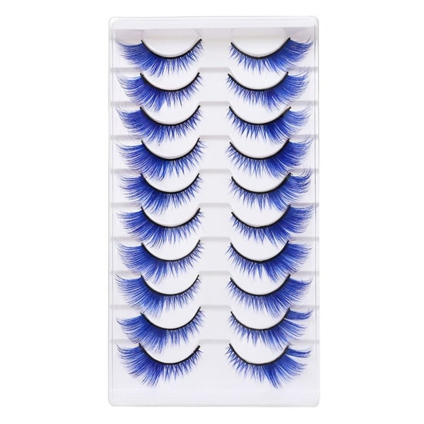 10 paria värillisiä ripsiä Cat Eye Eyelashes SININEN Blue
