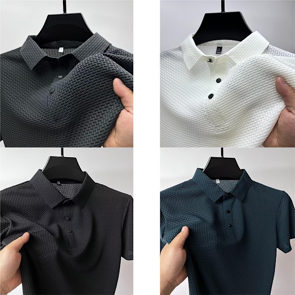 Ice Silk Mesh T-paita Lyhythihainen poolopaita MUSTA 4XL Black 4XL