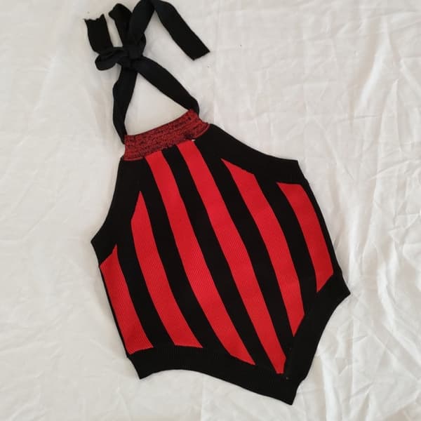 Uformell Mote Crop Top Yttertøy Basic Camisole RØD STRIPE Red Stripe