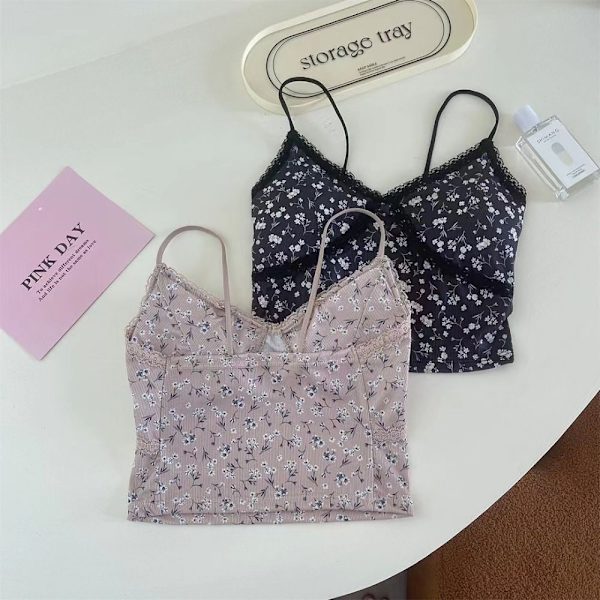 V-pääntietopit kukkakuvioinen Camisole MUSTA black