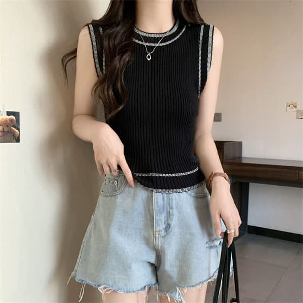 Rundhals T-shirt Vest SORT SORT Black