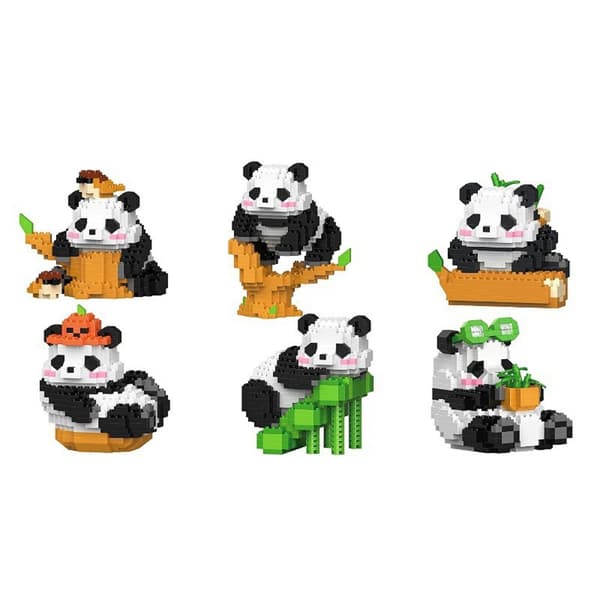 Panda Byggklossleksaker Monterade Leksaker 3 3 3