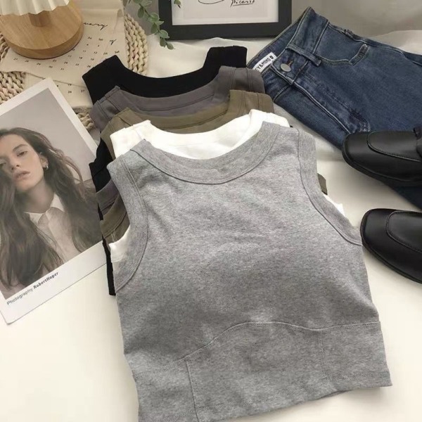 Sexy Sweet Vest Mote Sommer Camisole MØRKEGRÅ Dark Grey