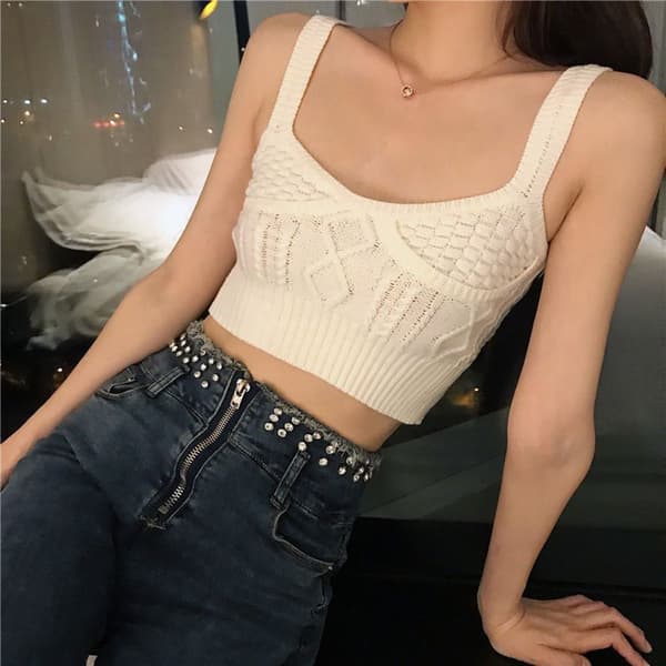 Strikket Sling Vest HVIT White