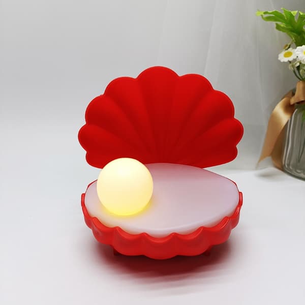 Perleskall Nattlampe Bordlampe RØD Red