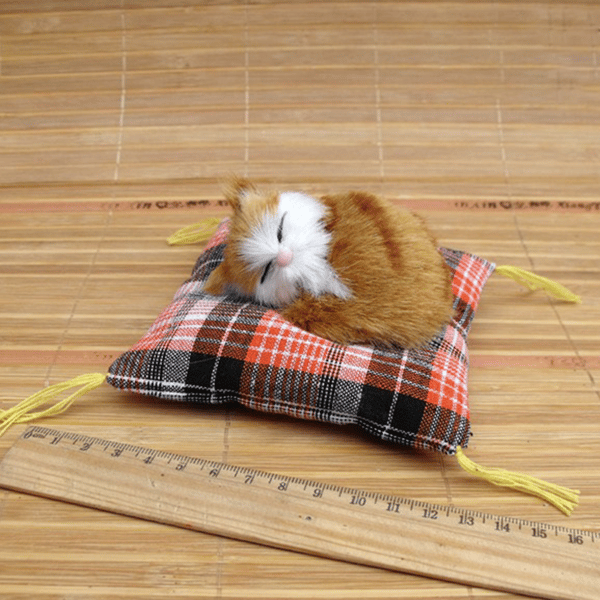 Simulering Liggende Katter Dukke Mini Sovende Katter Ornamenter GRÅ Grey