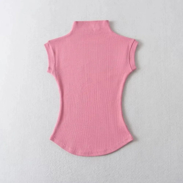 Naisten Summer Turtleneck Hihaton T-paidat Topit VALKOINEN M white M