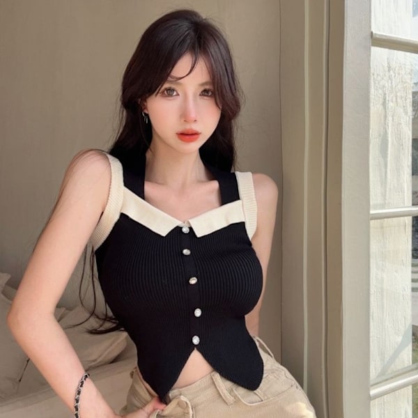 Fransk Xiaoxiangfeng Sling Tank Top APRIKOS Apricot