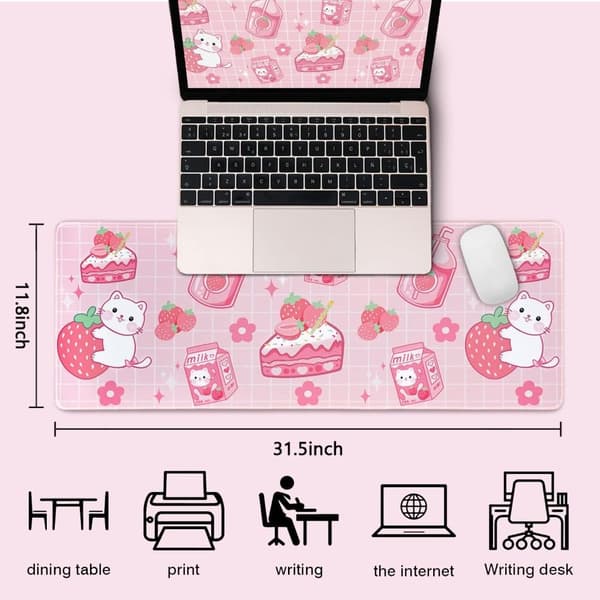 Kawaii Gaming Musemåtte Sød Skrivebordsmåtte i Gummi