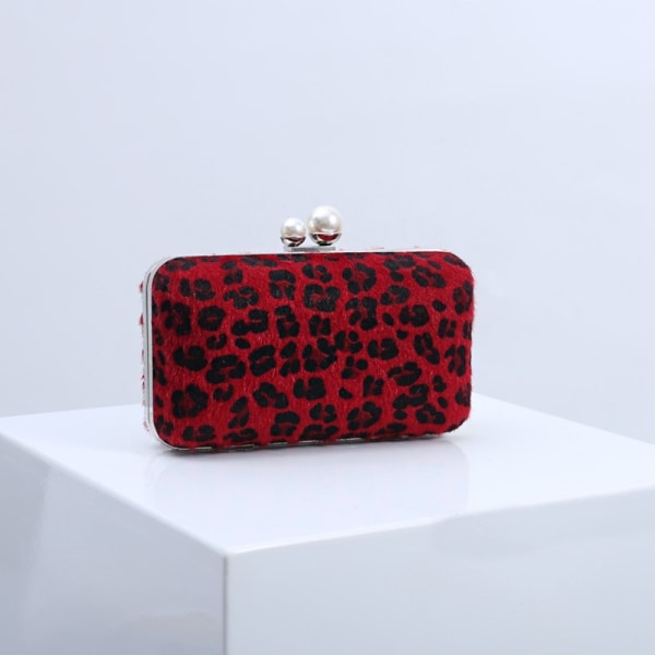Leopard Print juhlakassi Yhden olkapääketjun laukku PUNAINEN PUNAINEN Red