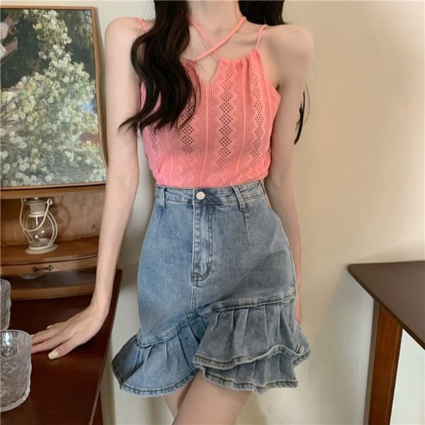 Strikket Sling Udhulet Top SORT Black
