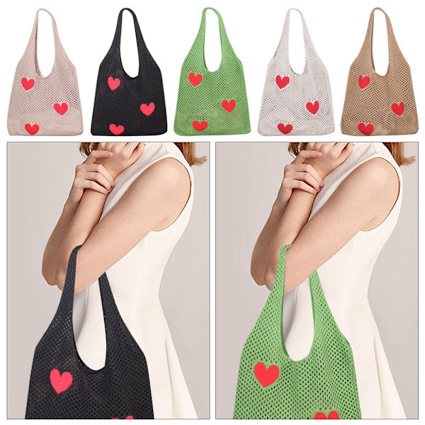 Strikkede håndvesker Heklet Tote Bag APRIKOS Apricot