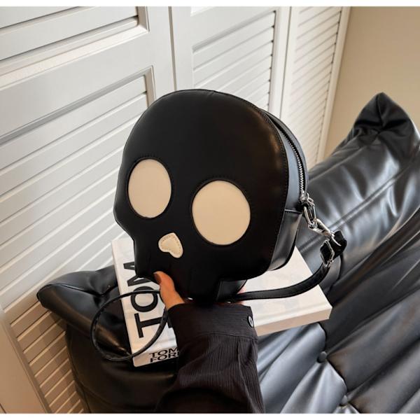 Læder skuldertaske Skull Crossbody taske SORT Black