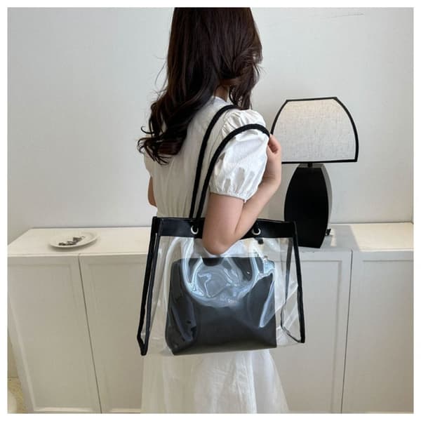 PVC Transparent Taske Skuldertaske SORT black